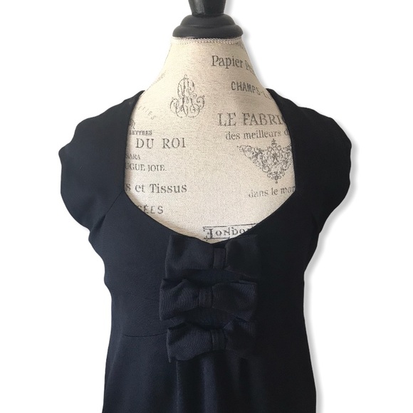 KENNETH COLE REACTION Cap Sleeve Black Dress with Exposed Zipper and Three Bows - Picture 2 of 10